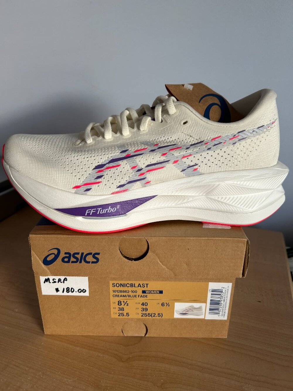NEW IN BOX ASICS SONICBLAST WOMEN'S SIZE 8.5 RUNNING SHOES MSRP $180.00